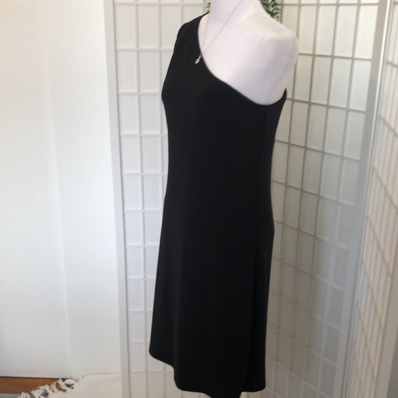 WHITE HOUSE BLACK MARKET Elegant Black One-Shoulder Knit Dress, Size Small. - Picture 2 of 5